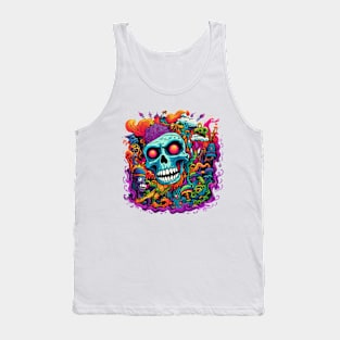 Psychedelic Skull, psychedelic art, dark psychedelic, trippy, trippy psychedelic artwork Tank Top